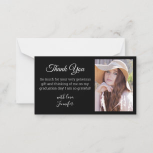 elegant classic black thank you graduation photo   card