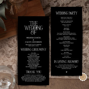 Elegant Classic Black Typography Wedding Program Programme