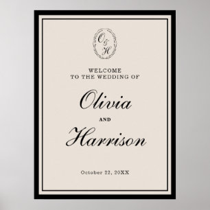 Elegant Classic Black Welcome to Our Wedding Sign