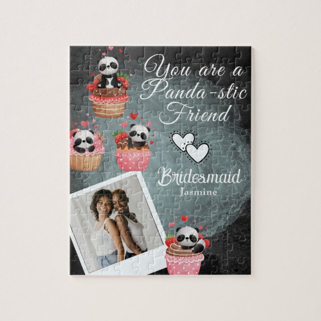 Elegant Classic Black & White Bridesmaid Proposal Jigsaw Puzzle (Vertical)