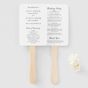 Elegant Classic Black White Formal Wedding Program Hand Fan