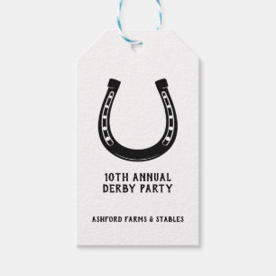 Elegant Classic Black White Horse Race Derby Party Gift Tags