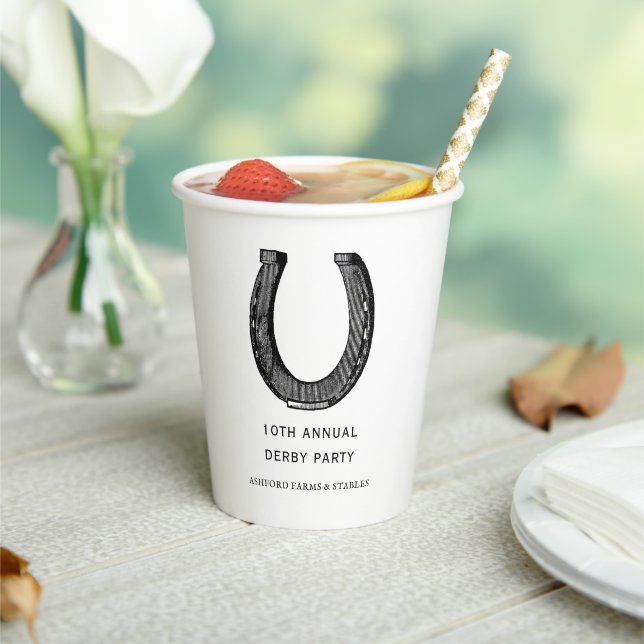 Elegant Classic Black White Horse Race Derby Party Paper Cups (Insitu)