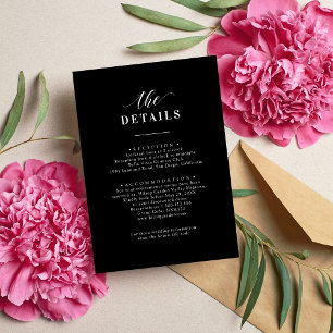 Elegant Classic Black & White Wedding Details Enclosure Card