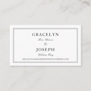 Elegant Classic Black & White Wedding Website  Enclosure Card