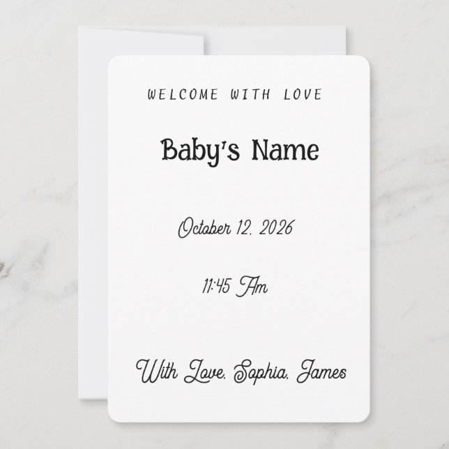 Elegant Classic Blue Boy Birth Announcement Photo  (Front)