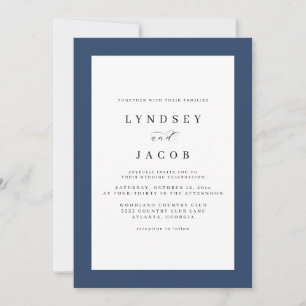 Elegant Classic Blue Classic Wedding Invitation