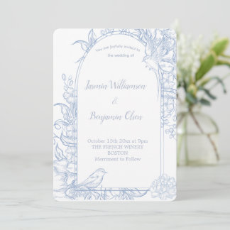 Elegant Classic Blue French Country Floral Invitation