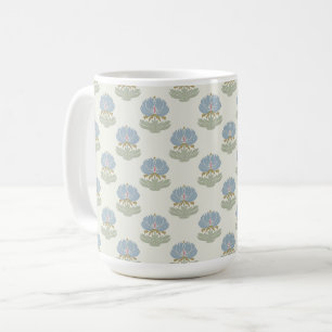 Elegant Classic Blue Green Arts & Crafts Floral Coffee Mug