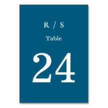 Elegant Classic Blue Monogram Table Number Card