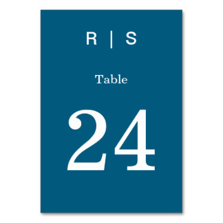 Elegant Classic Blue Monogram Table Number Card