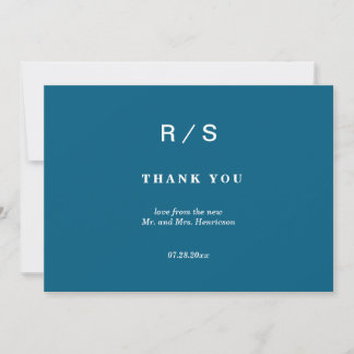 Elegant Classic Blue Monogram Thank You Card