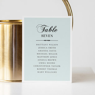 Elegant classic blue script wedding seating chart invitation