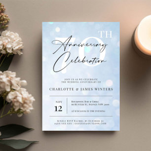 Elegant classic blue watercolor 70th anniversary invitation