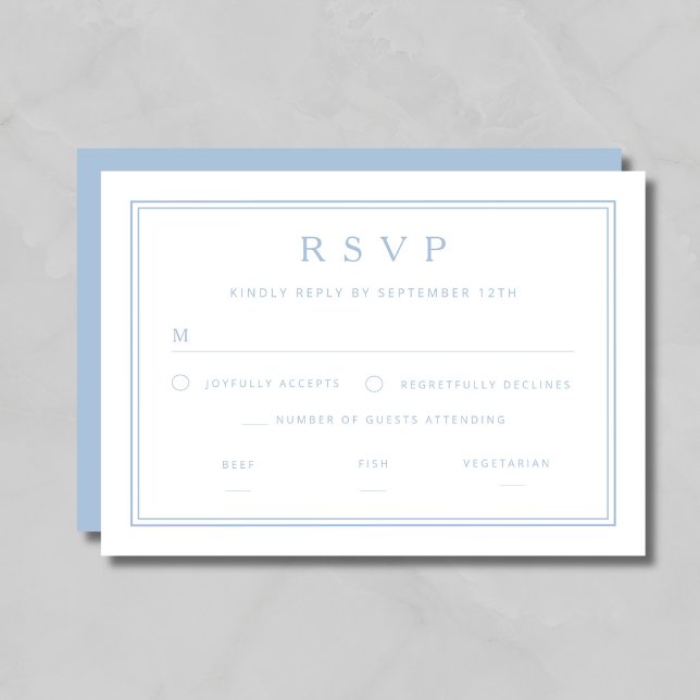 Elegant Classic Blue Wedding RSVP Card (Elegant Classic Blue Wedding RSVP Card)