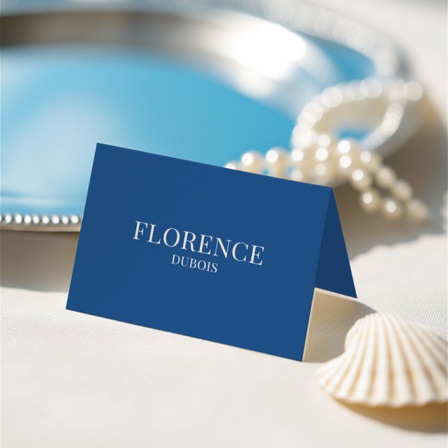 Elegant Classic Blue & White Wedding Place Card  (Elegant Classic Blue & White Wedding Place Card)