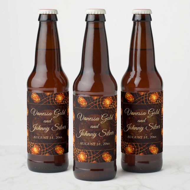 Elegant Classic Boho Modern Gold #901 Wedding Beer Bottle Label (Bottles)