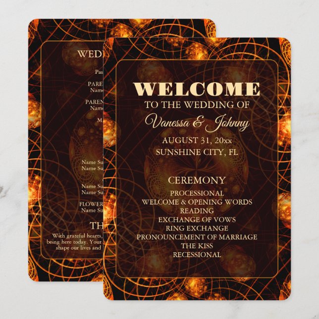 Elegant Classic Boho Modern Gold #901 Wedding Programme (Front/Back)