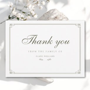 Elegant Classic Border White After Funeral Thank You Card
