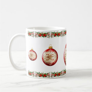 Elegant classic botanical holiday christmas ball coffee mug
