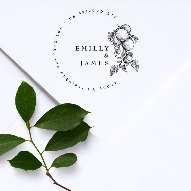 Elegant Classic Botanical Oranges Couple Wedding  Rubber Stamp (Creator Uploaded)