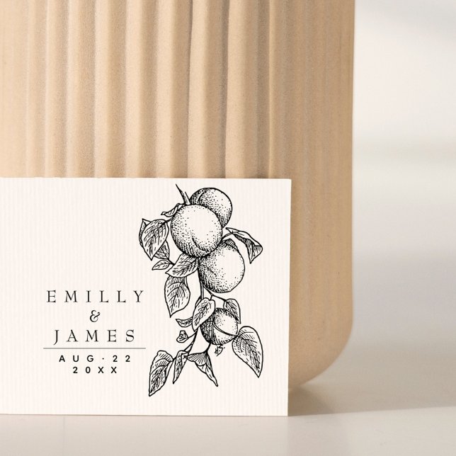 Elegant Classic Botanical Oranges Wedding  Rubber Stamp (Elegant Classic Botanical Orange Tree Wedding Rubber Stamp)