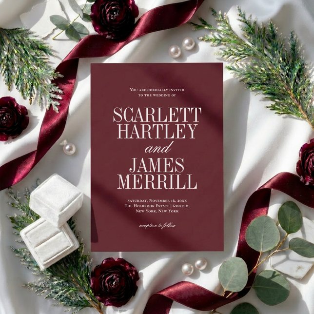Elegant Classic Burgundy Wedding Invitation (Creator Uploaded)