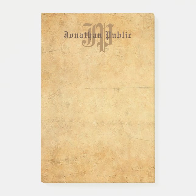 Elegant Classic Calligraphed Monogram Template Post-it Notes (Front)