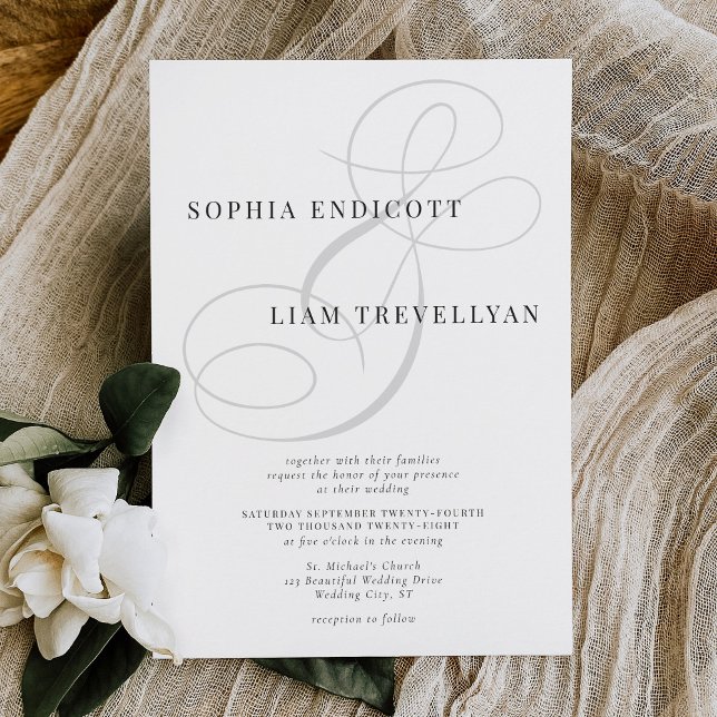 Elegant Classic Calligraphy Ampersand Wedding Invitation (Creator Uploaded)