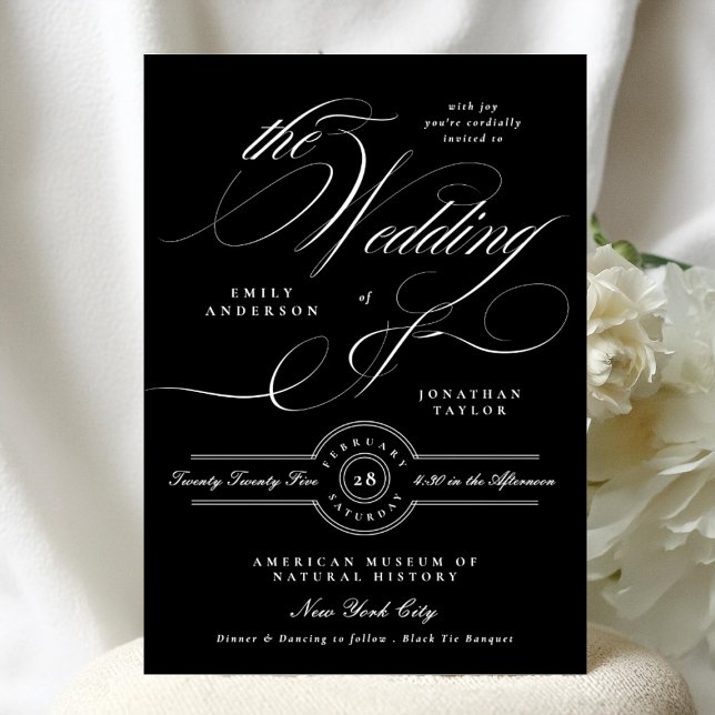 Elegant Classic Calligraphy | Black Tie Wedding Invitation (Creator Uploaded)