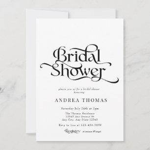 Elegant Classic Calligraphy Bridal Shower Invitation