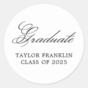 Elegant Classic Calligraphy Graduate Classic Round Sticker