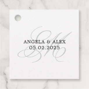 Elegant Classic Calligraphy M Monogram Wedding Favour Tags