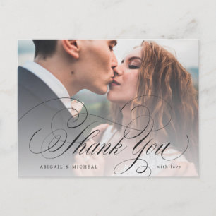 Elegant classic calligraphy photo thank you postcard