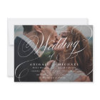 Elegant classic calligraphy photo wedding  invitat
