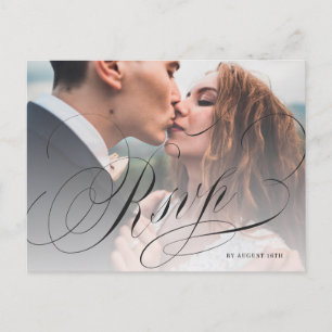 Elegant classic calligraphy photo wedding RSVP Pos Postcard