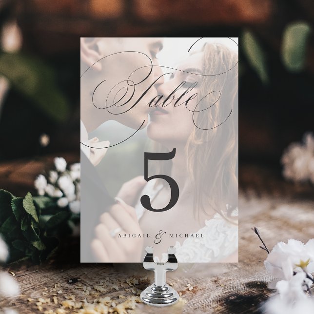 Elegant classic calligraphy photo wedding table nu table number (Elegant classic calligraphy photo wedding table nu table number)