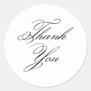 Elegant Classic Calligraphy Thank You Round Sticker