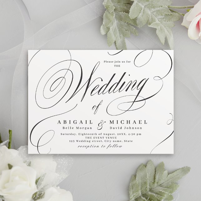 Elegant classic calligraphy vintage wedding  invitation (Elegant classic calligraphy vintage wedding invitation)