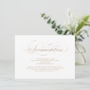 Elegant classic calligraphy wedding accommodations invitation