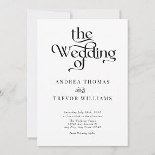 Elegant Classic Calligraphy Wedding Invitation