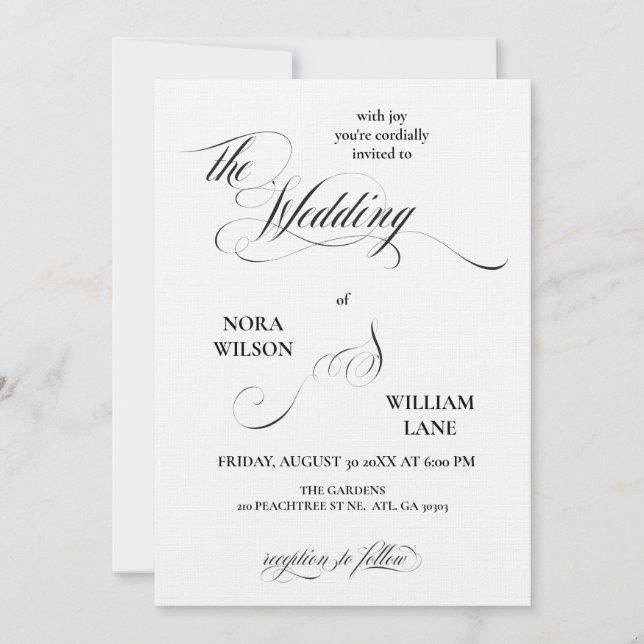 Elegant Classic Calligraphy Wedding Invitation (Front)