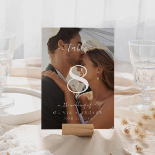 Elegant Classic Calligraphy Wedding Photo Table Number