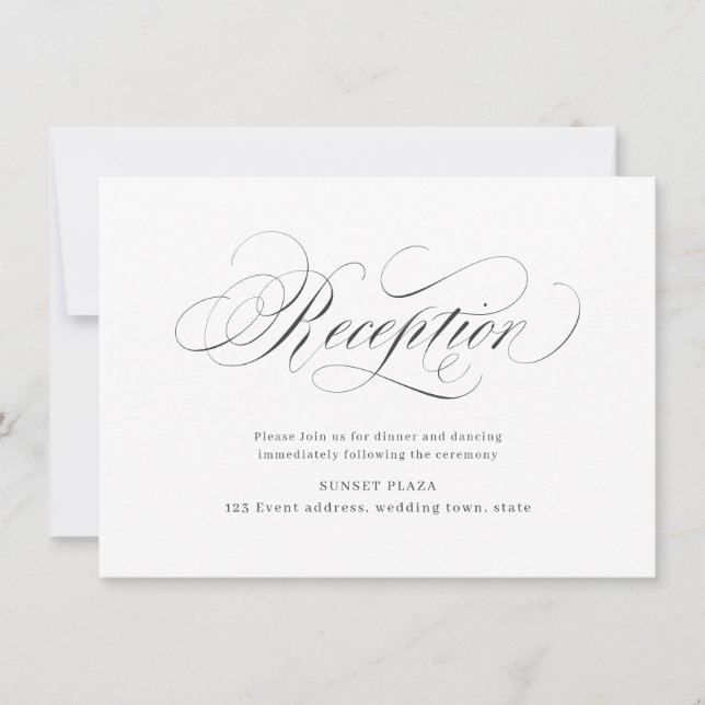 Elegant classic calligraphy wedding reception invitation (Front)