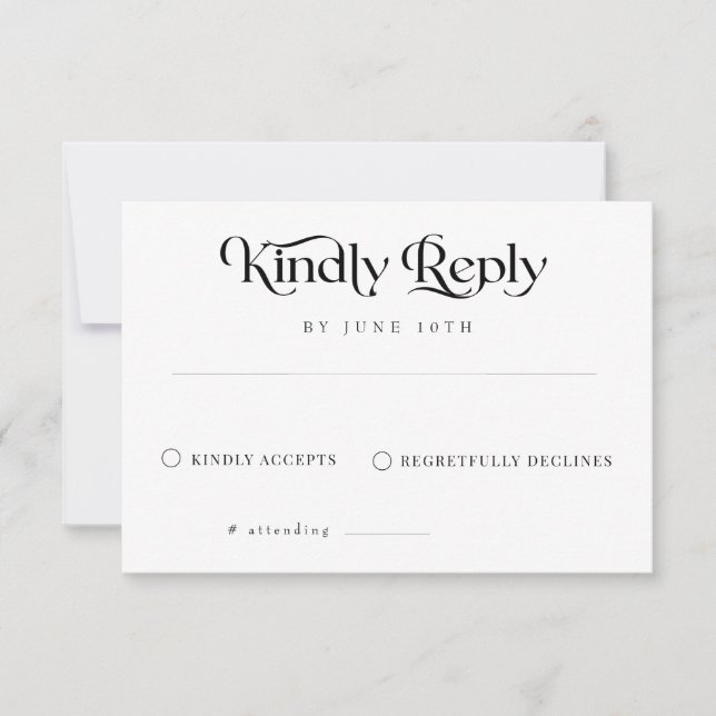 Elegant Classic Calligraphy Wedding  RSVP Card (Front)