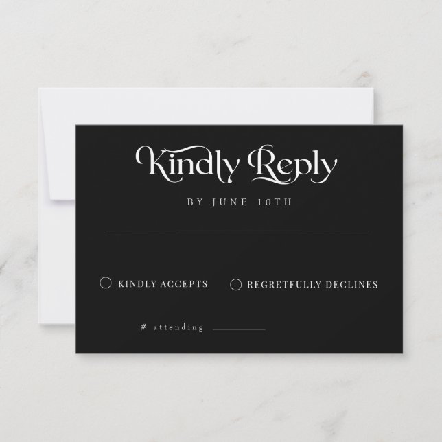 Elegant Classic Calligraphy Wedding  RSVP Card (Front)