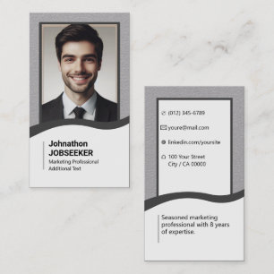 Elegant Classic Career Job Seeker Search Grey Business Card