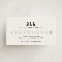 Elegant Classic Cat Grooming Loyalty Card
