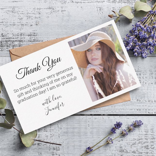 elegant classic chic thank you graduation photo   card (Creator Uploaded)