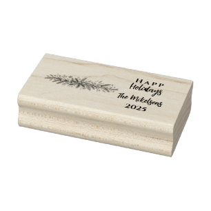 Elegant Classic Christmas Greenery Rubber Stamp